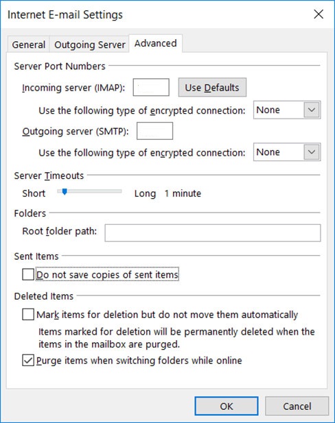 Dodo email IMAP port settings