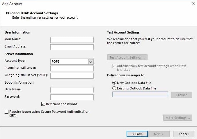 Mikrotec Webmail Outlook Email server settings