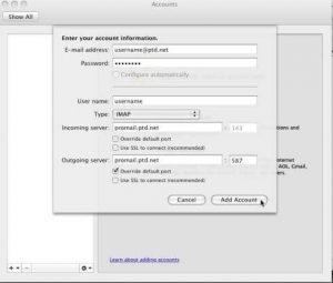 Setting up on Outlook 2011 for Mac1