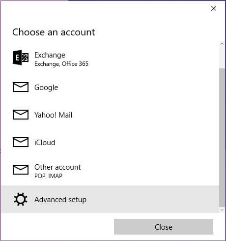 Setting up on Windows 10 Mail App1