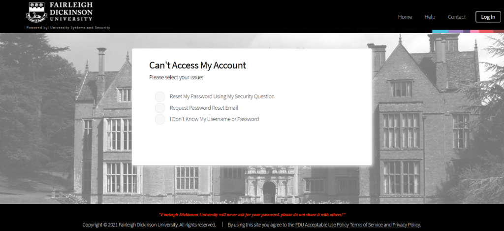 FORGOT OR RESET PASSWORD OF FDU ACCOUNT