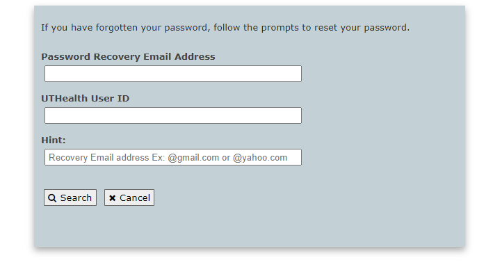 uth webmail Password Recovery