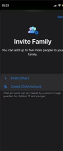 Choose the create child account option