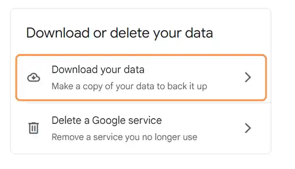 Click on Download your data.
