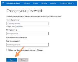 Enter your new password and click on “save”