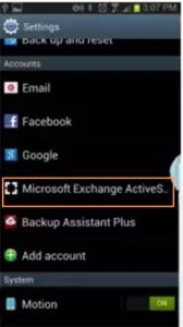 Select the “Microsoft Exchange ActiveSync” option 