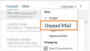 Click on Filter and select Unread Mail