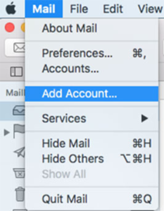 Click on Mail and then select Add Account