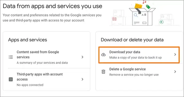 Select Download your data.
