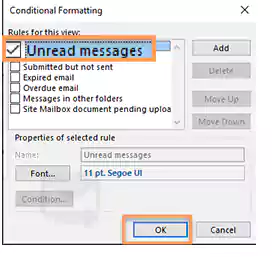 Select Unread Messages and click OK
