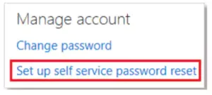 Set up self service password reset