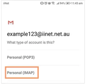 Select Personal (IMAP).