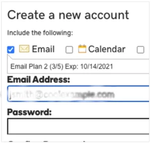 Select Email and create the email address.