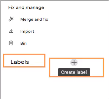Tap on labels and choose the create label option