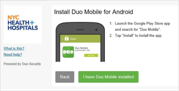 Click on the I have Duo Mobile installed button