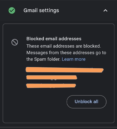 Unblock all email address options in the Gmail app
